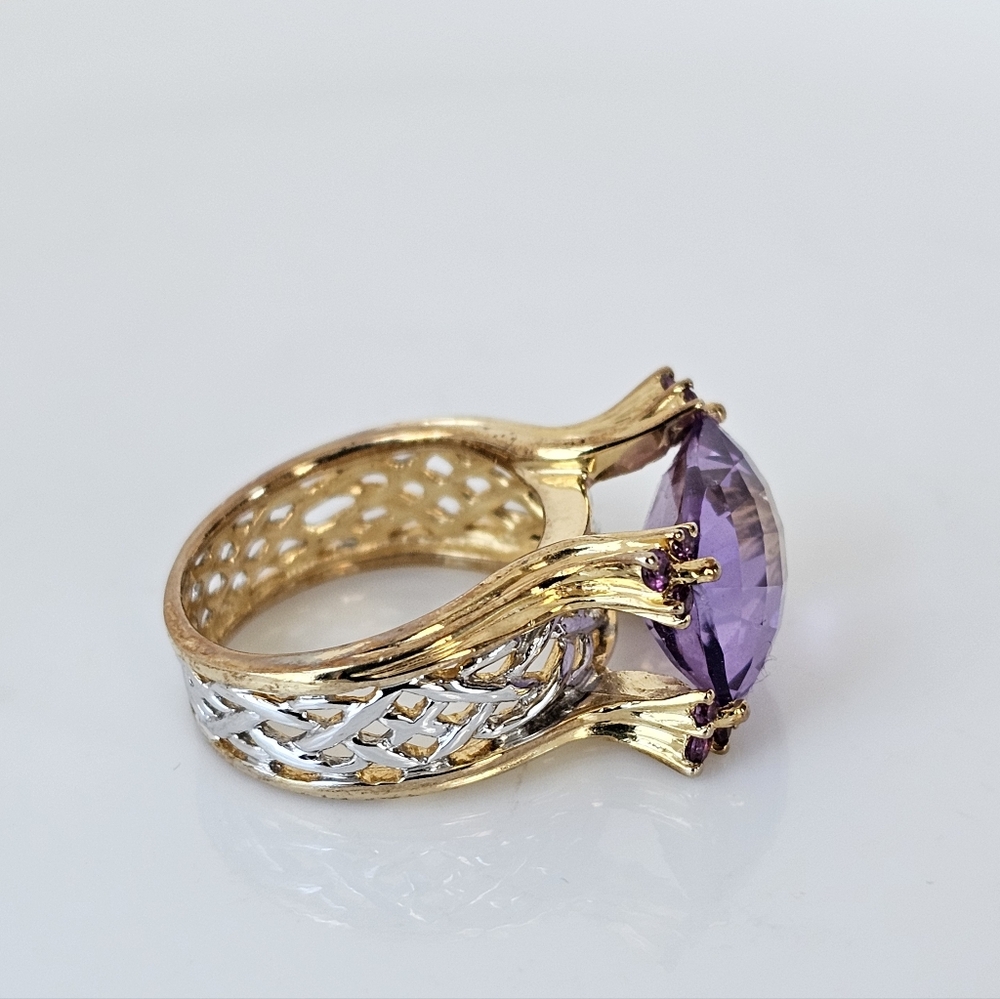 Retired Victoria Weick Amethyst & Garnet Ring 14k & Sterling Silver Ring Sz 7! - Picture 8 of 11